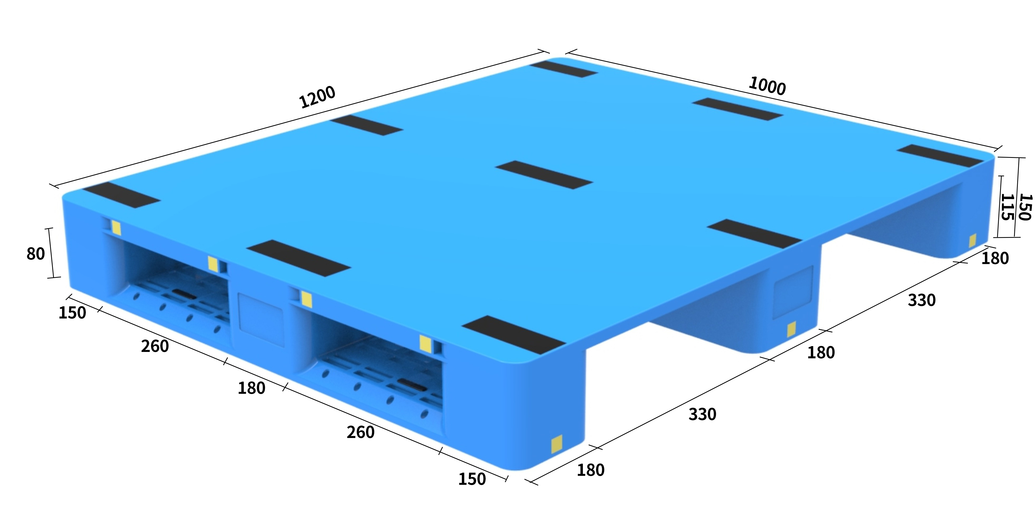 40x48 HDPE 滑り止めソリッドトップラックマウント可能プラスチックパレット