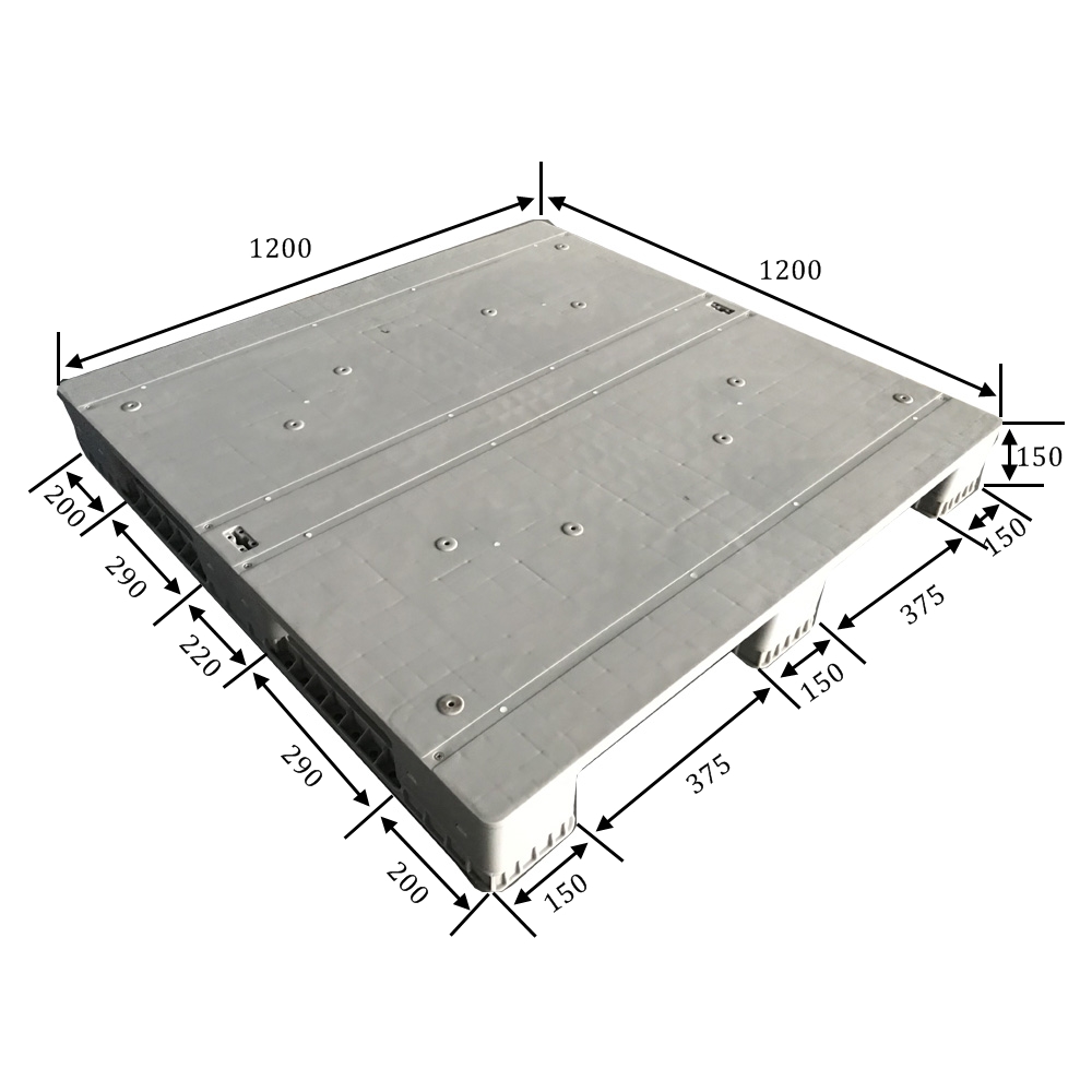 1200 x 1200 グレー RFID ソリッド トップ プラスチック ラックマウント パレット
