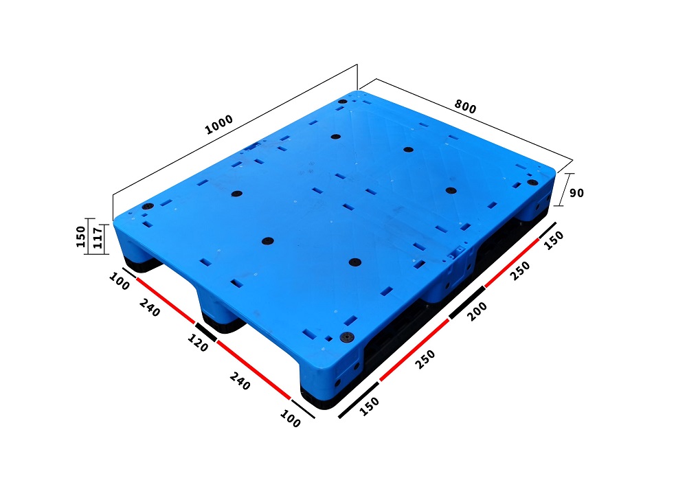 1000 x 800 保管用剛性 RFID ラックマウント可能プラスチック パレット