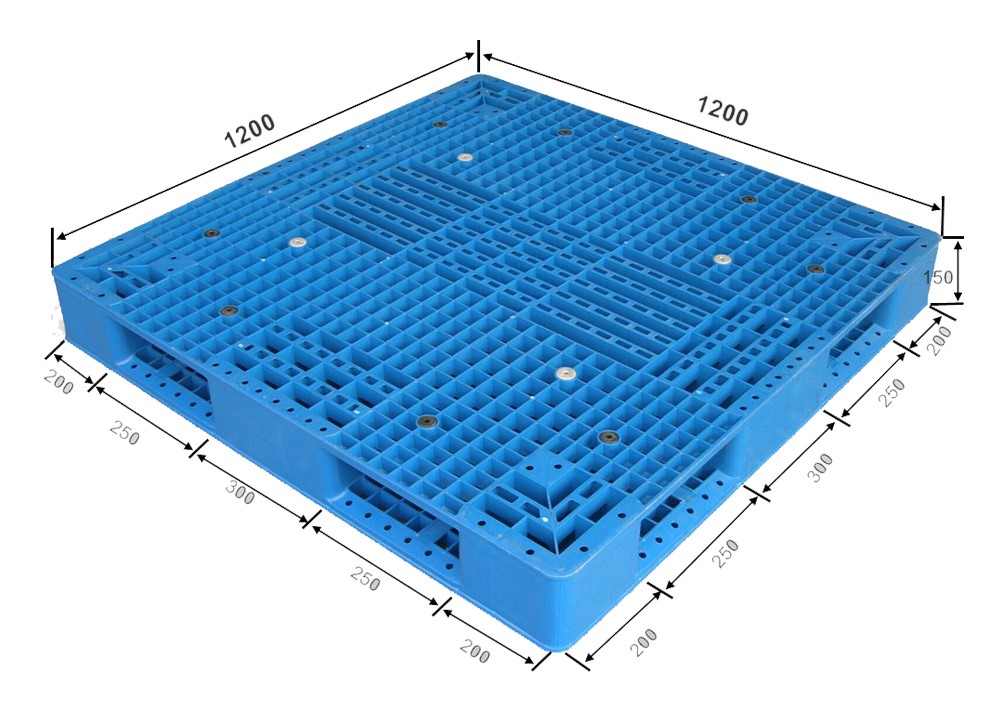 4 ウェイ ブルー FDA 承認 HDPE 積み重ね可能なメッシュ プラスチック パレット