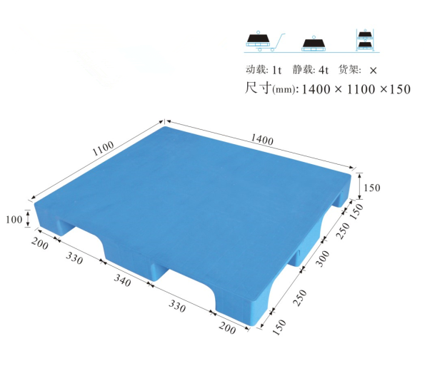 大型ポリプロピレン衛生ソリッドトッププラスチック床パレット