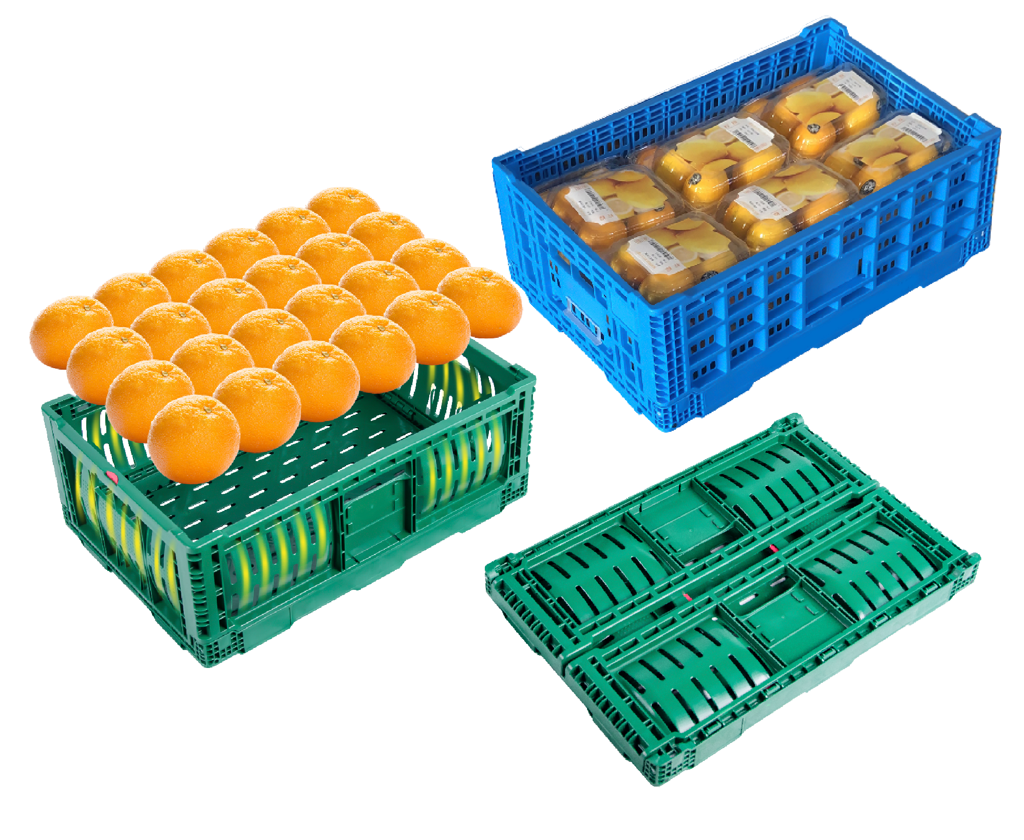 果物や野菜用の折り畳み式プラスチック箱