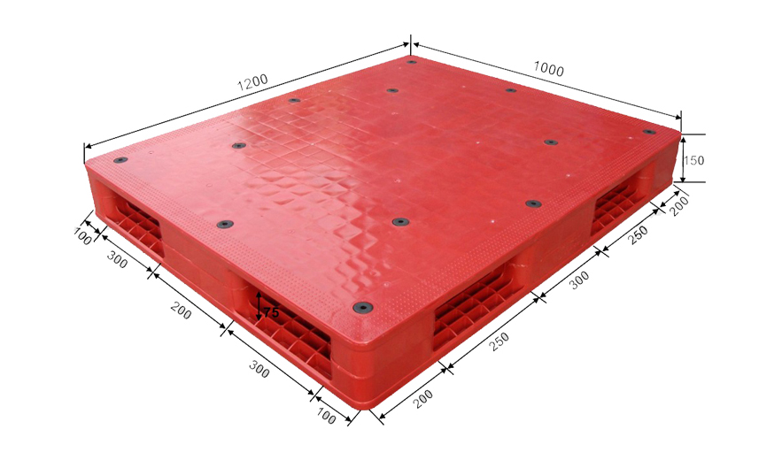 1200x1000 レッド ウェアハウス スタッキング フラット リバーシブル プラスチック パレット