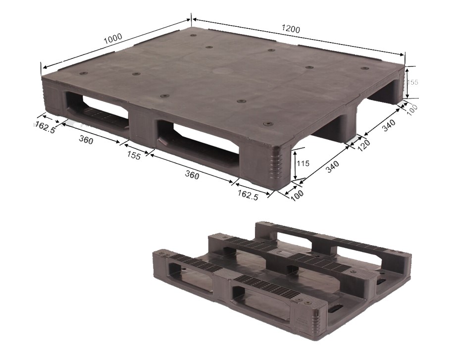 1200 x 1000 耐久性の高いラック収納可能なリップ付きプラスチックパレット
