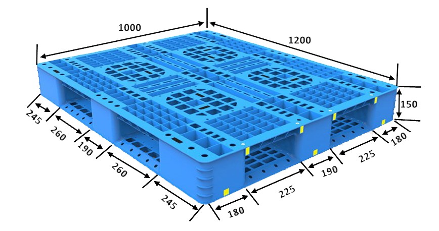 HDFGWS1210D 1200x1000 英国標準サイズ積み重ね可能なオープンデッキプラスチックパレット