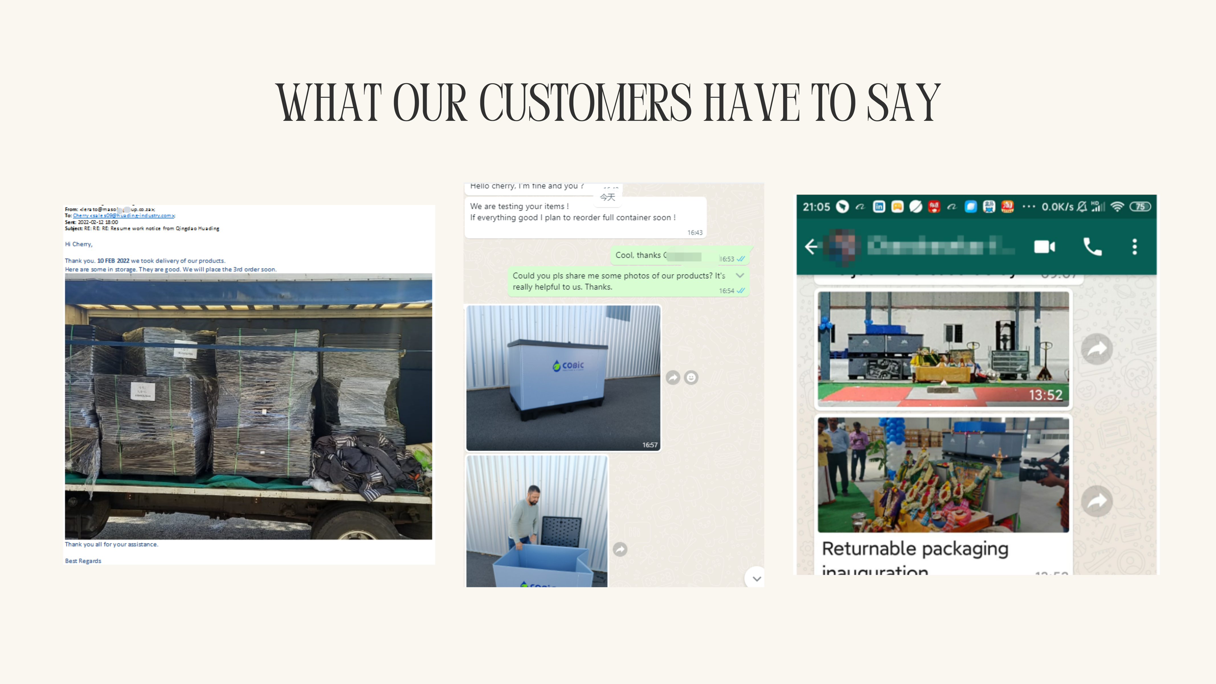折りたたみパレットパックコンテナのお客様