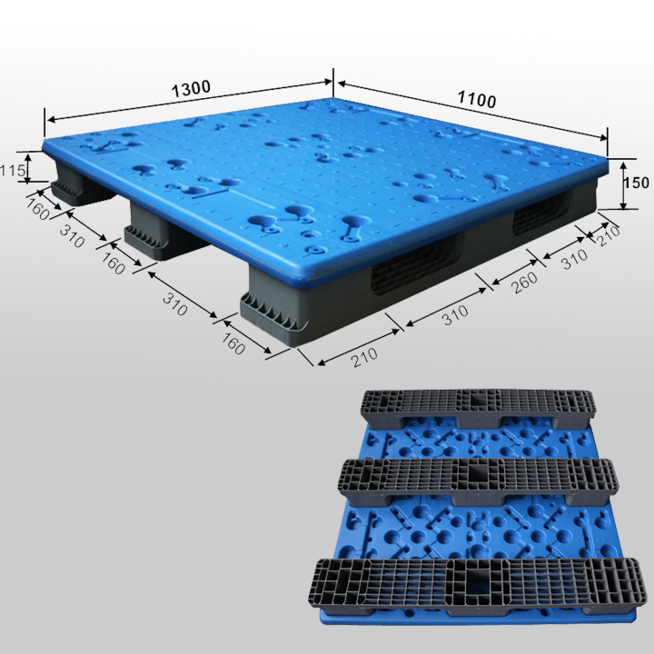 超高耐荷重ブロー成形プラスチックパレット 1300x1100x150mm