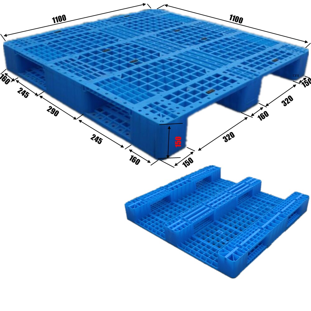 滑らかなデザインの 4 ウェイ エントリー 1100*1100 プラスチック パレット 