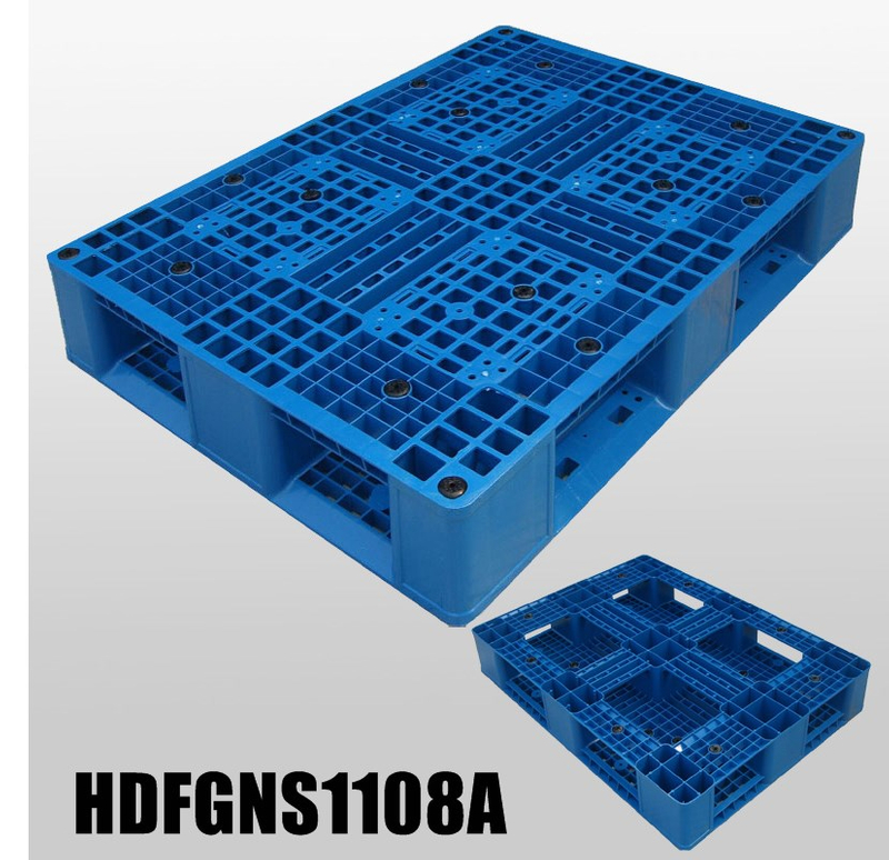 1100*800 の全周オープンデッキ輸出積み重ね可能な青いプラスチック パレット 