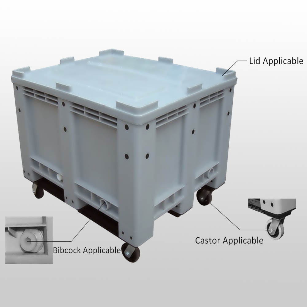 蓋と車輪付きプラスチックパレットバルクコンテナ