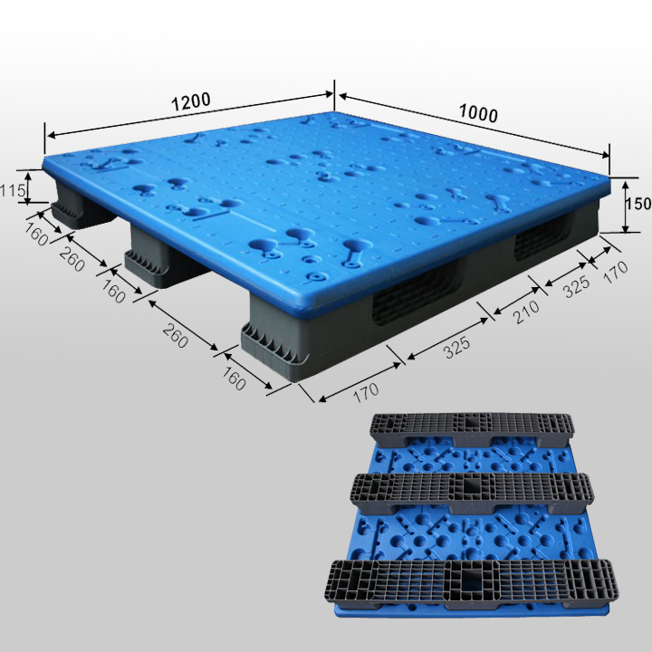 超高耐荷重ブロー成形プラスチックパレット 1200x1000x150mm