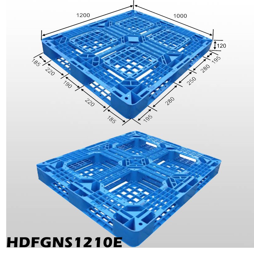 1200*1000 の全周オープン デッキ青い積み重ね可能なプラスチック パレット