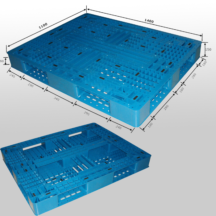 積み重ね可能な全周プラスチックパレット L1400*W1100*H150