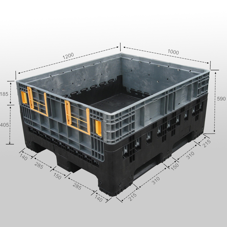 1200*1000*590 新しいデザインの大型折りたたみ可能なプラスチック パレット ボックス