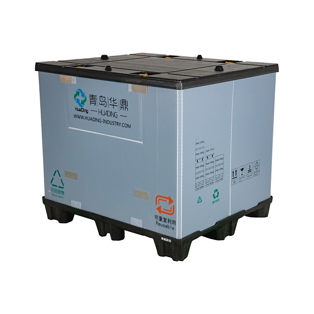 パレットと蓋付きの折りたたみ式プラスチックスリーブパックボックス