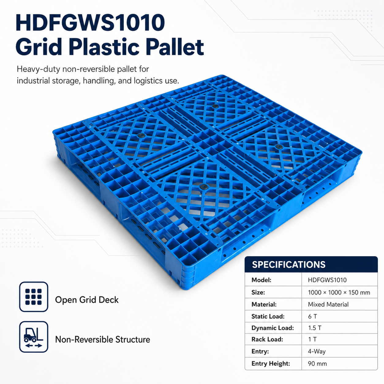 HDFGWS1010全周オープンデッキプラスチックパレット
