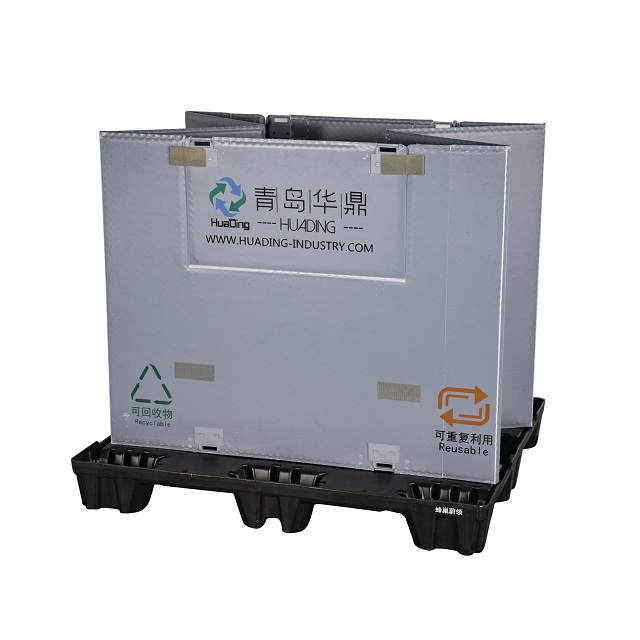 パレットと蓋付きの折りたたみ式プラスチックスリーブパックボックス