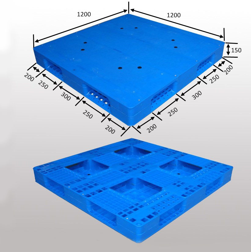 48 x 48 ポリプロピレン全周積み重ね可能なプラスチック パレット