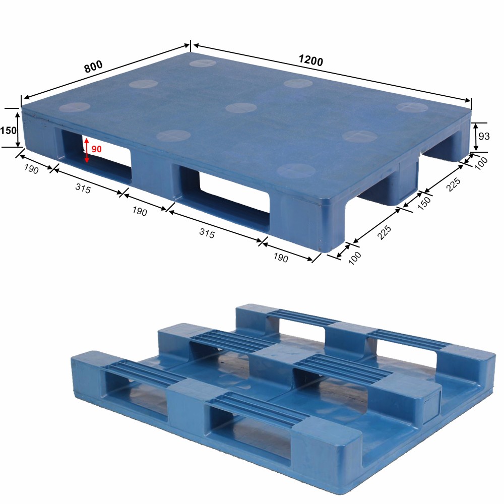 1200*800 3 つのランナーのクローズドデッキ耐久性のある頑丈なプラスチック パレット