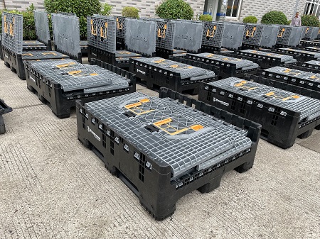 蓋付きバルク保管コンテナ折りたたみ可能なプラスチックパレットボックス