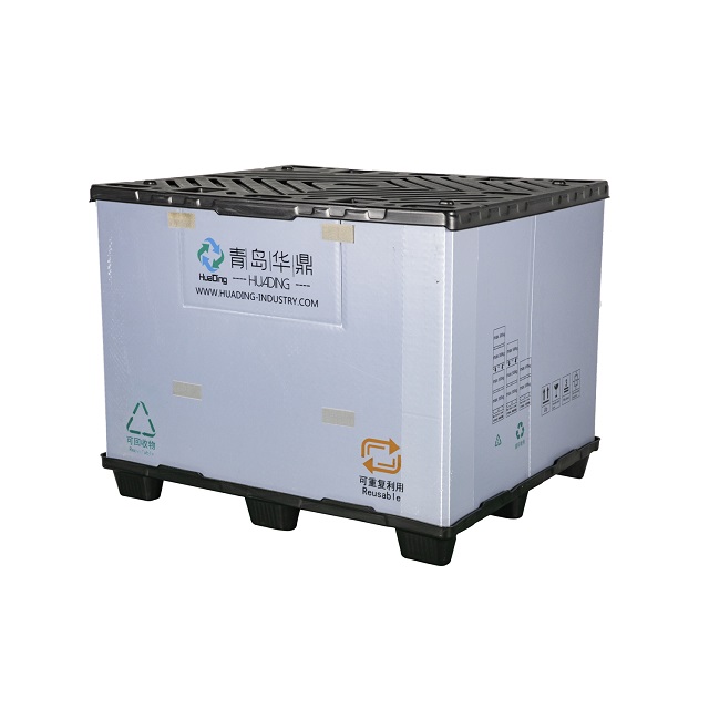 蓋付き大型折りたたみプラスチックスリーブパックコンテナ