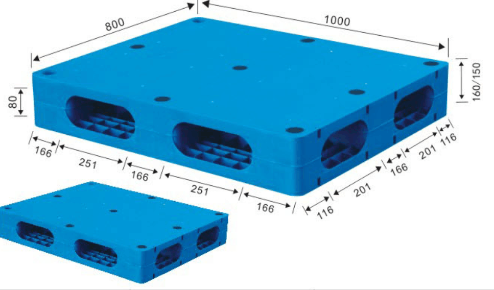 保管用クローズドデッキプラスチックパレット1000 X 800