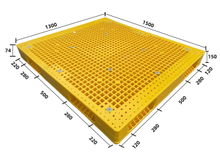 イエローメッシュヘビーデューティリバーシブルプラスチックスタッキングパレット