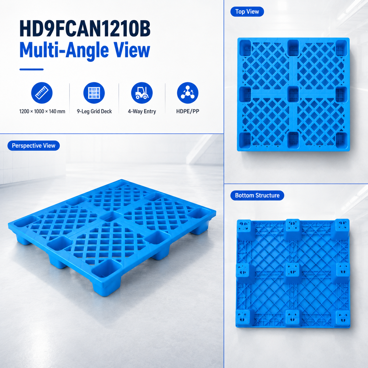 1200x1000x140 mm 入れ子式プラスチックパレット