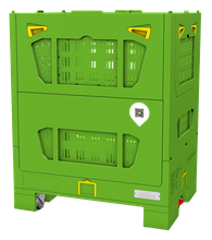 ホイール付きグリッドプラスチック折りたたみパレットボックス