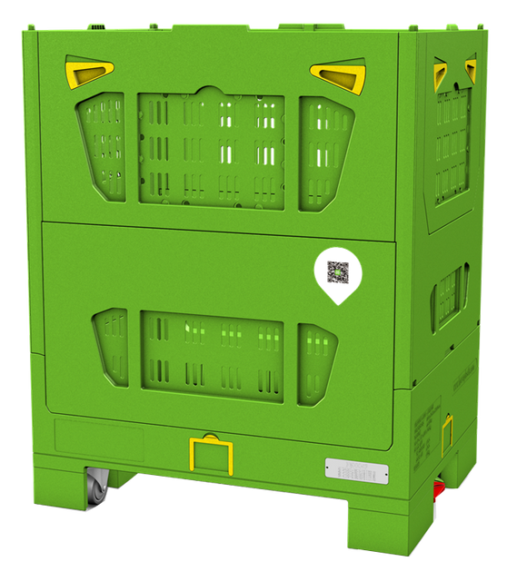 ホイール付きグリッドプラスチック折りたたみパレットボックス