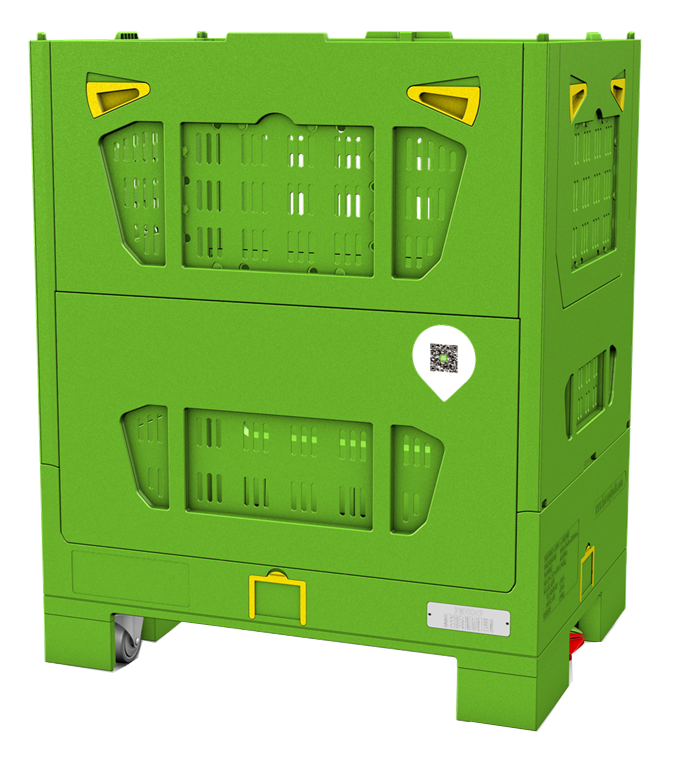 ホイール付きグリッドプラスチック折りたたみパレットボックス