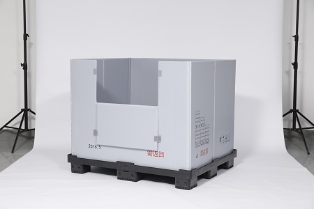 アクセスドア付き折りたたみ式PP固体プラスチックパレットパックコンテナ