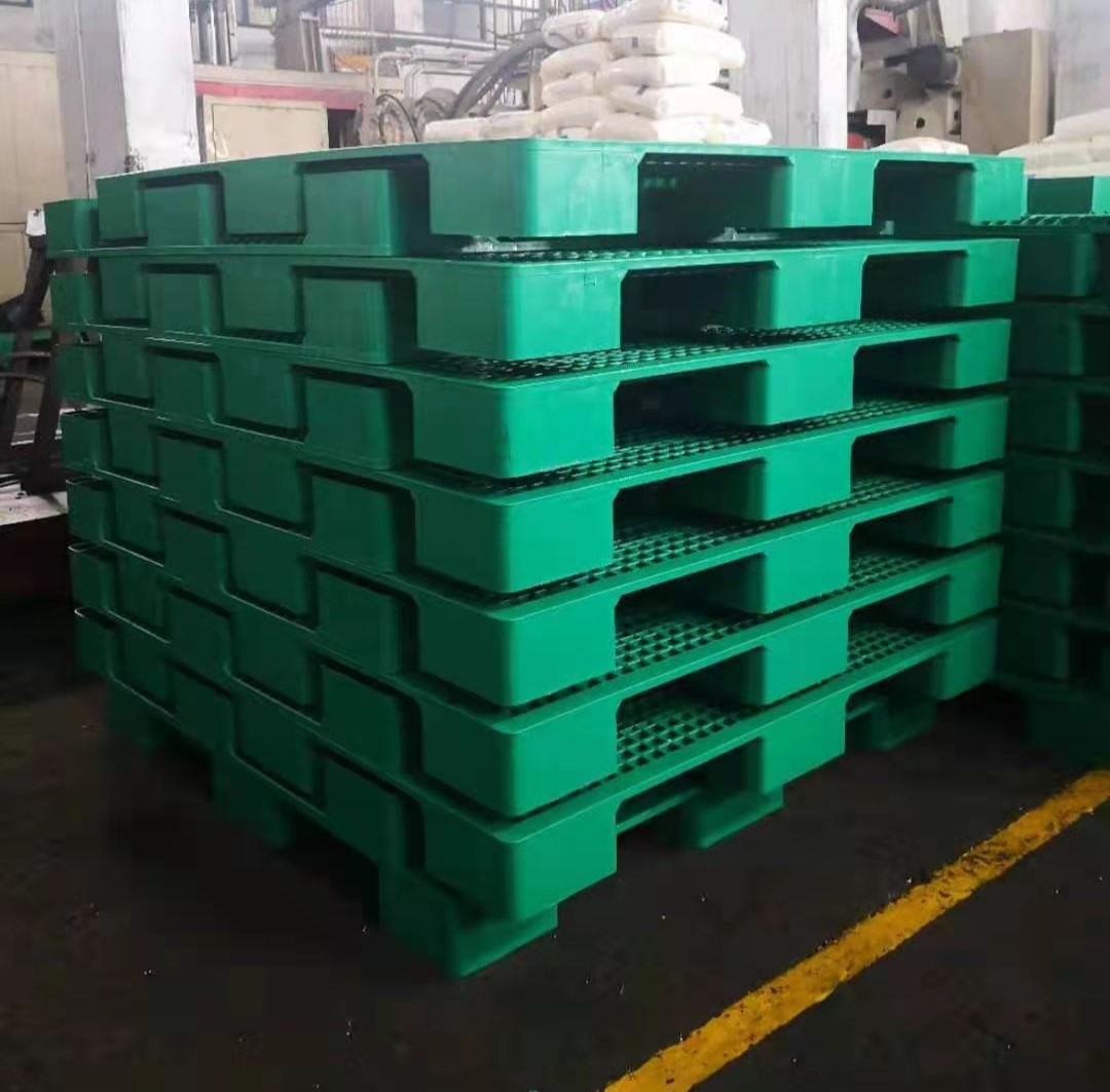 大きな正方形の緑のオープンデッキ入れ子式プラスチックパレット