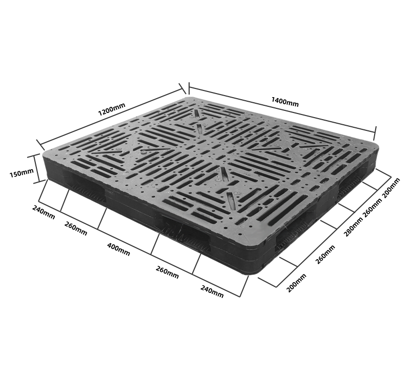 黒の大型頑丈な産業用積み重ね可能なプラスチック パレット