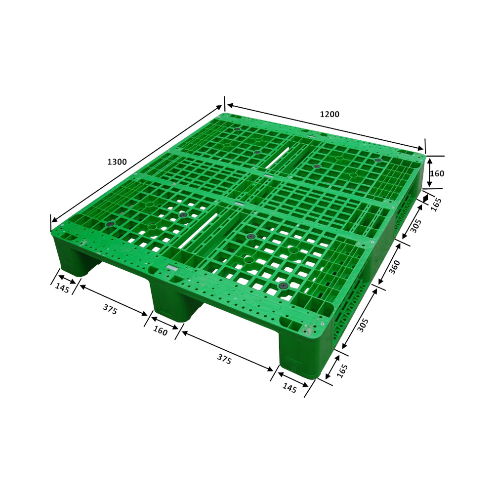 1300*1200 3 ランナーオープンデッキグリーンラックマウント可能プラスチックパレット