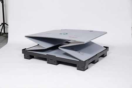 アクセスドア付き折りたたみ式PP固体プラスチックパレットパックコンテナ