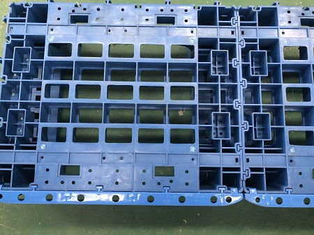 大型高耐久グリッド青色プラスチックモジュラーパレット