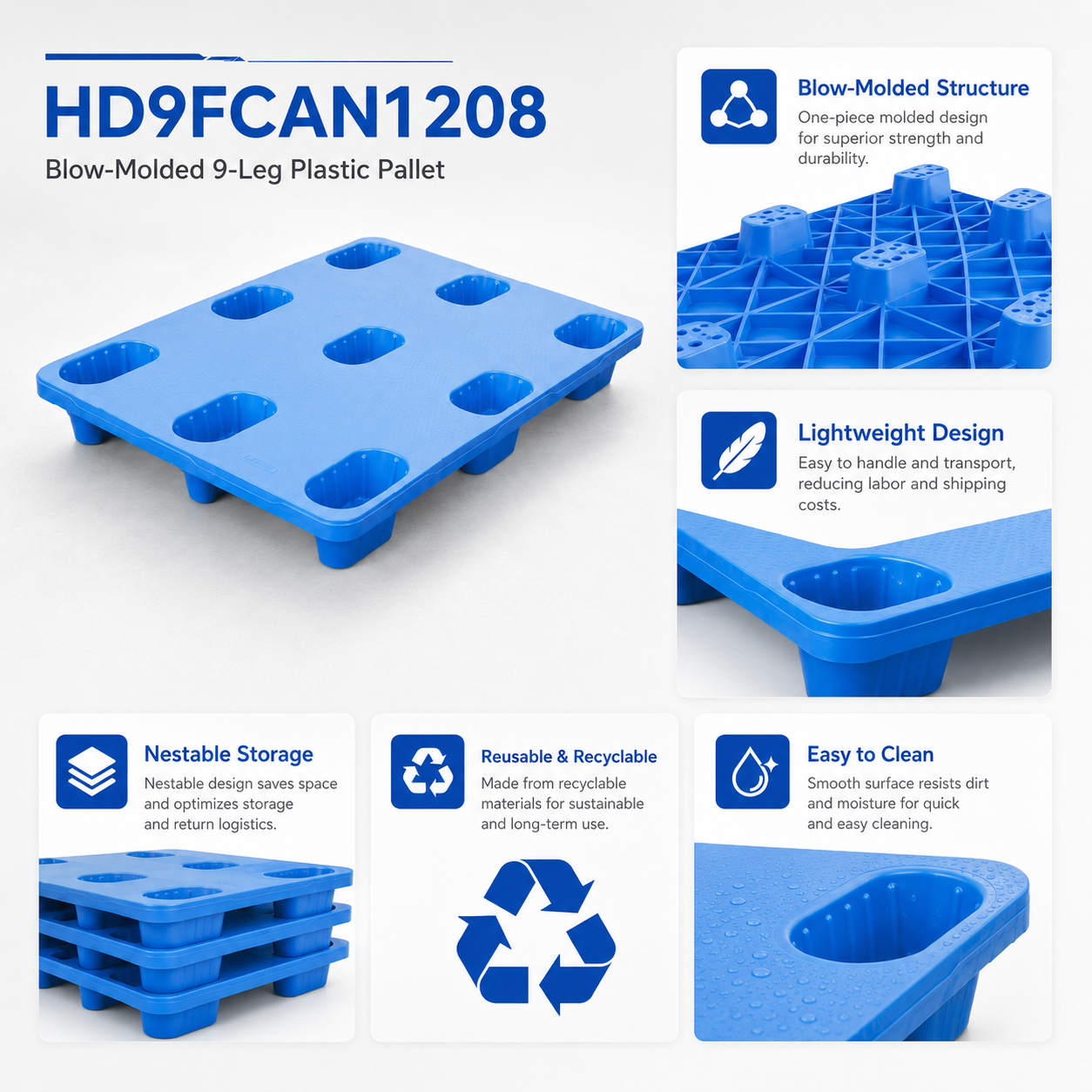 HD9FCAN1208 入れ子式プラスチックパレット