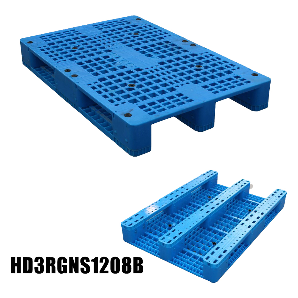 1200*800 3 ランナー HDPE 青いプラスチック パレット