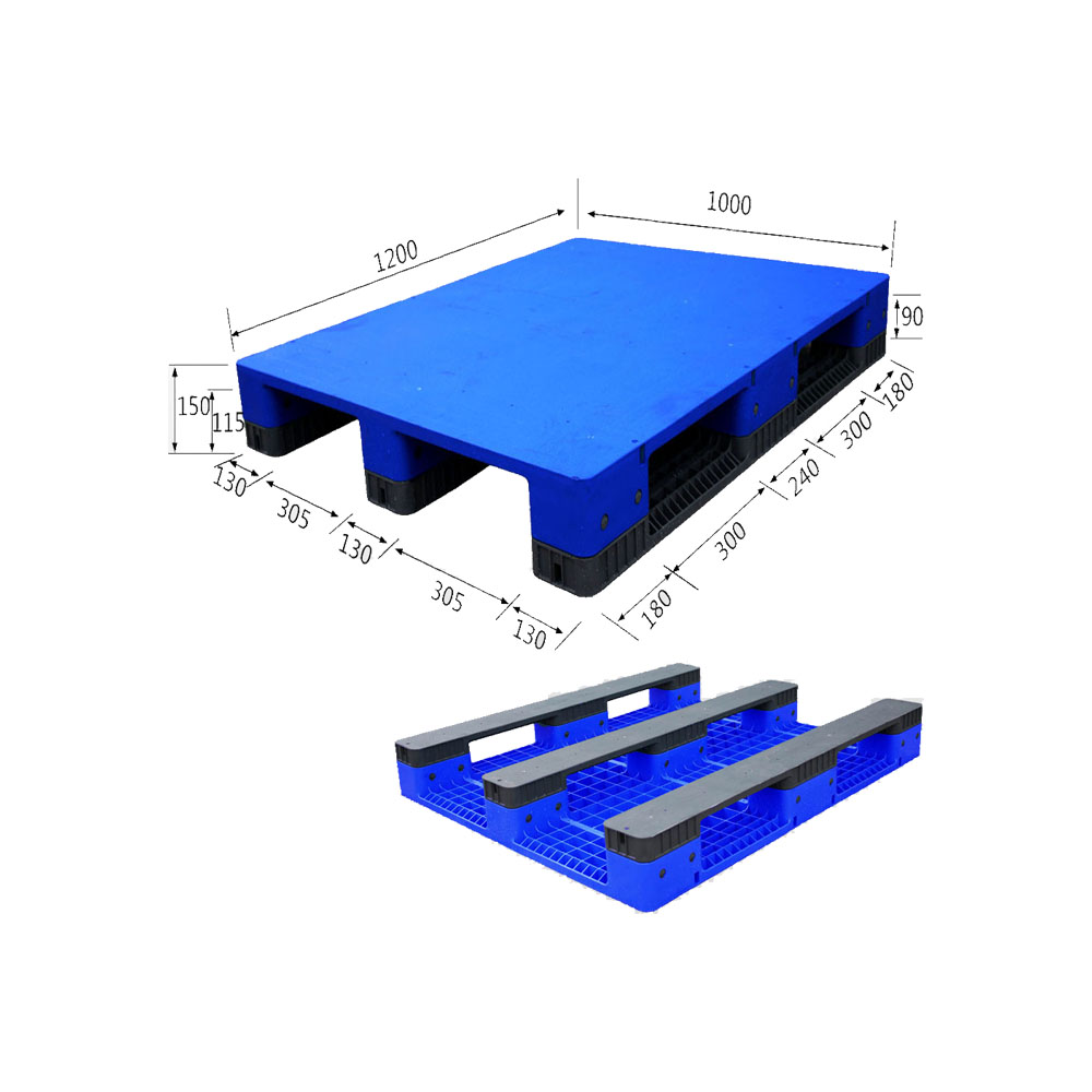 1200*1000 3 ランナークローズデッキ硬質プラスチックパレット