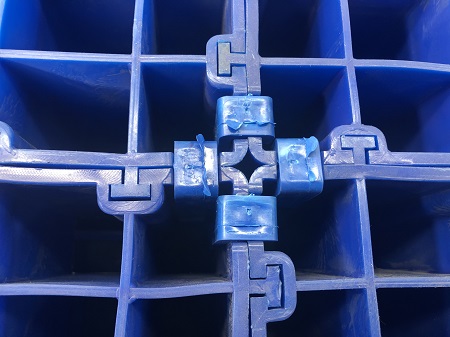 大型高耐久グリッド青色プラスチックモジュラーパレット