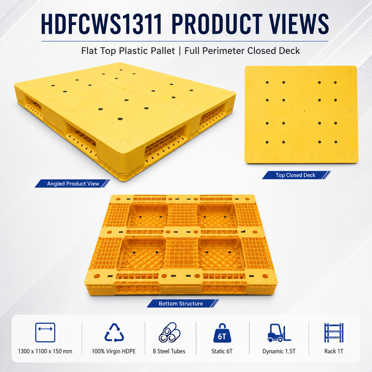HDFCWS1311 全周ソリッドトッププラスチックパレット