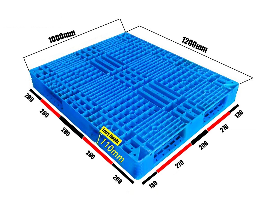 1200 x 1000 強化メッシュリバーシブルプラスチックパレット保管用