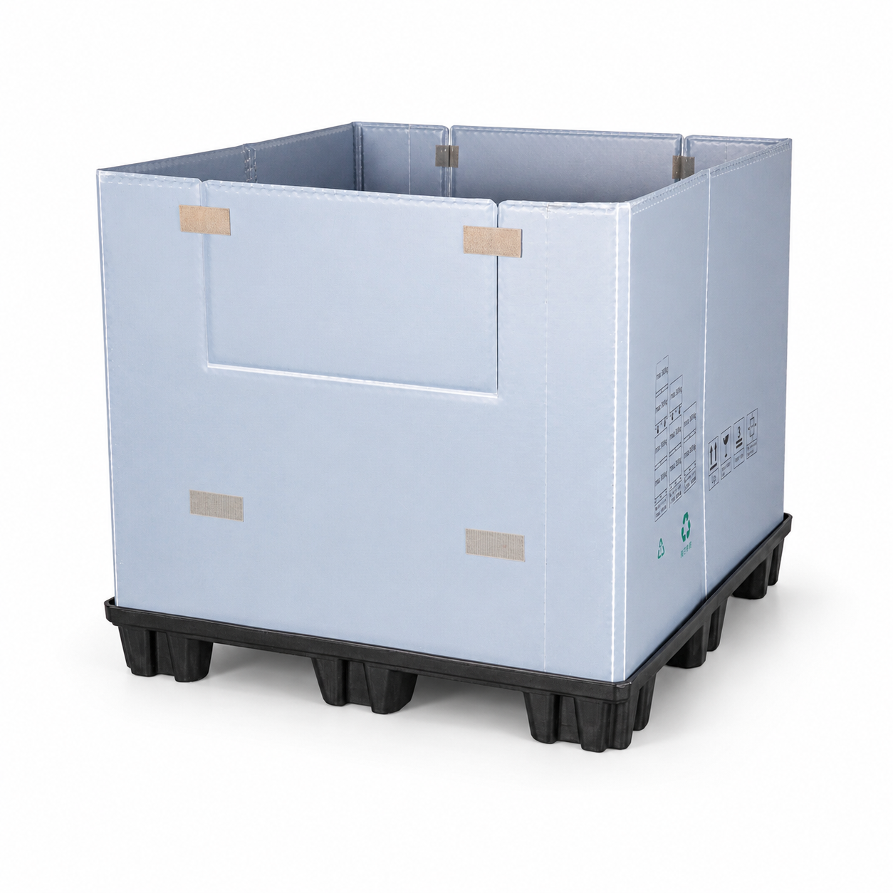 1100x1100 ツインシート プラスチック スリーブ パック コンテナ - ハンプ安全停止タイプ